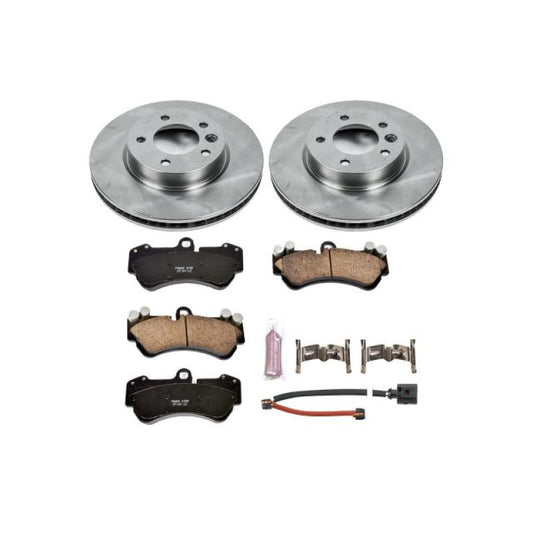 PowerStop OE front brake kit for 2004-2006 Porsche Cayenne, includes brake rotors and pads for enhanced stopping power.
