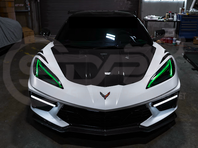 2020-Up Chevrolet Corvette C8 | Custom DRL Conversion Front Headlight Module Set Pair (Amber, Blue, Green, or Red)