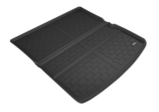 Black 3D MAXpider cargo liner for GMC Acadia 2017-2021, stowable behind the second row, made of durable rubber.
