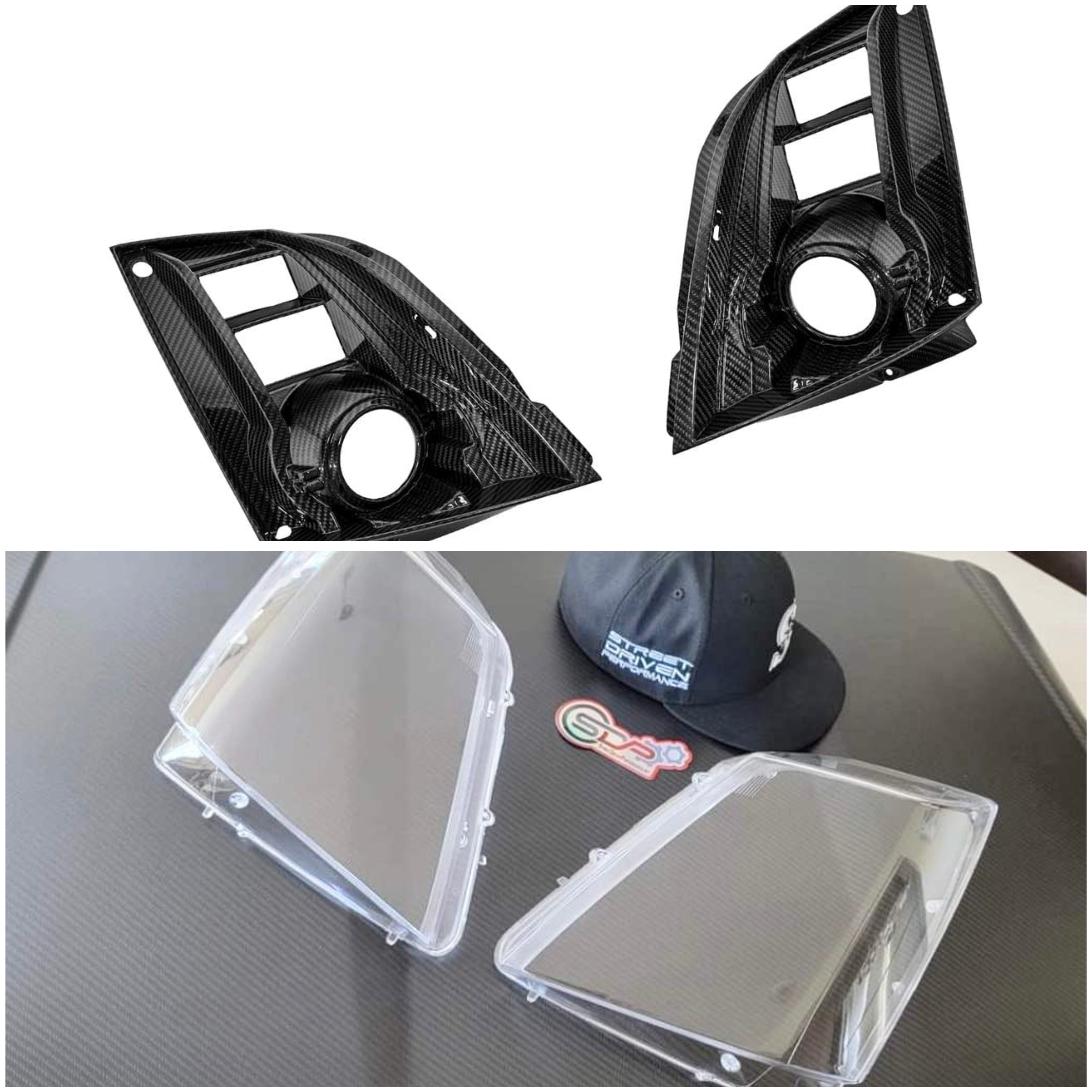 2009-2015 Cadillac CTS/CTS-V V2 | SDP Carbon Fiber Headlight  Internal Housings Bezels and Headlight Lens Shell Cover (Bundle Deal)
