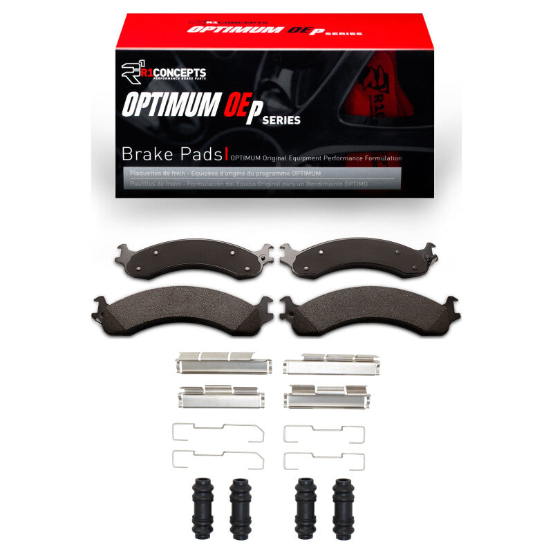R1 Concepts OE brake pads and hardware kit for Dodge Ram 2500 front, designed for optimal braking performance