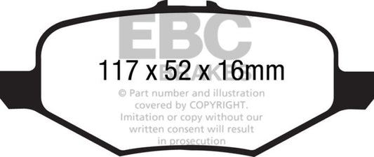 EBC 13+ Ford Taurus 3.5 Twin Turbo SHO Redstuff performance rear brake pads, high-friction brake pad set for enhanced stopping power