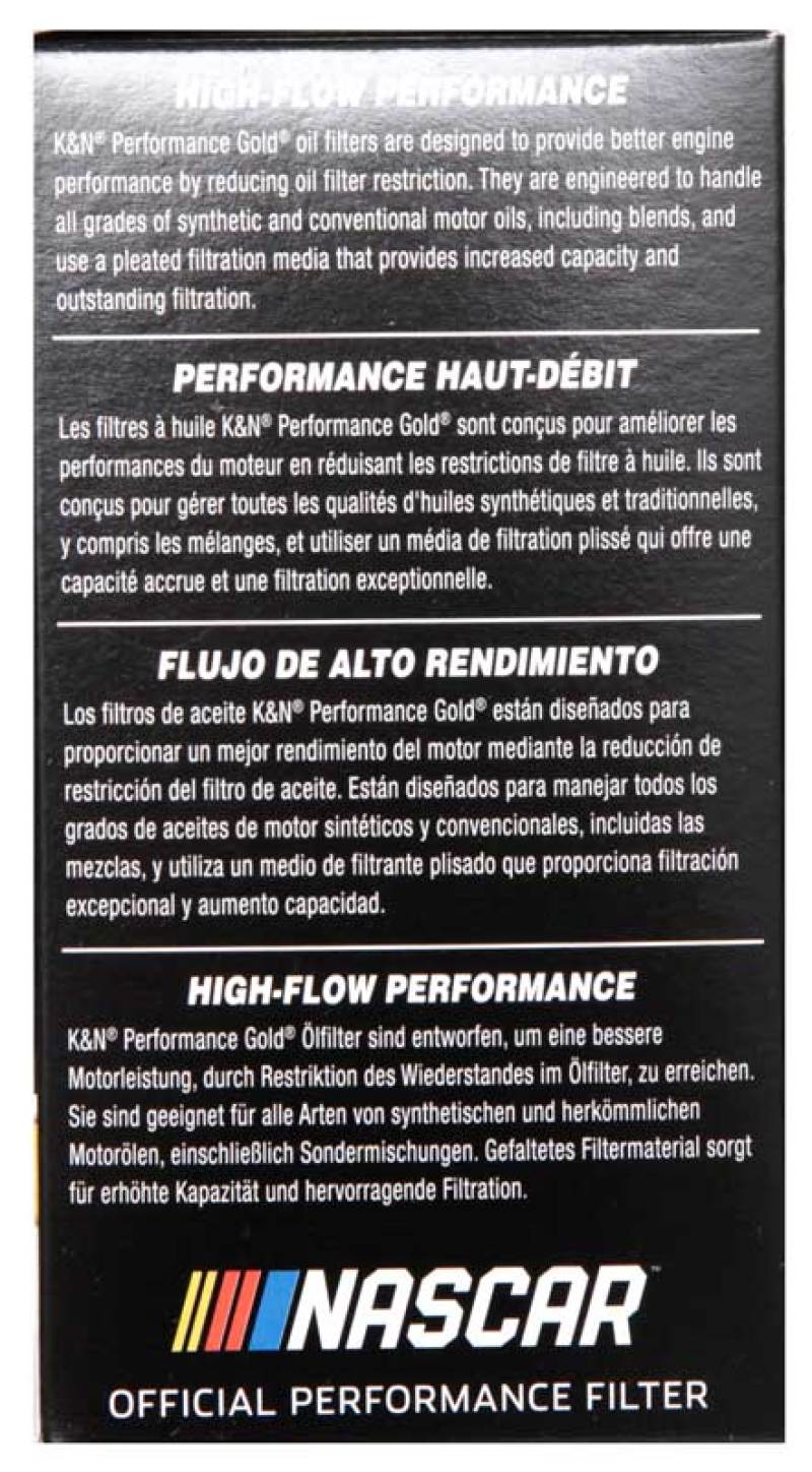 K&N Engineering oil filter for 2008 Porsche 911 3.6L/3.8L engine, showing the cartridge design and brand logo.