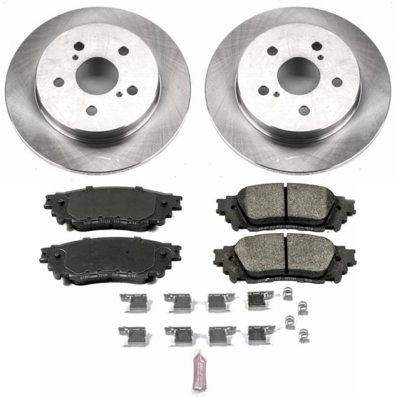 PowerStop OE brake kit for rear of Lexus NX200t 2015-2017, includes brake rotors and pads for reliable stopping power.