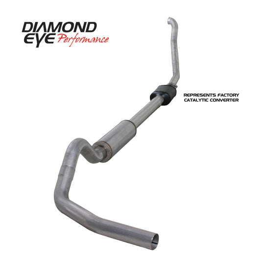 Diamond Eye Performance 4-inch turbo back catback exhaust for 94-97 Ford 7.3L PowerStroke F250/F350 trucks, with polished stainless steel finish.