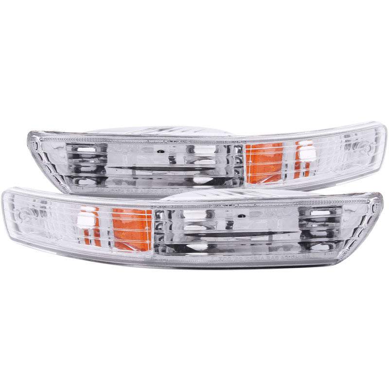 ANZO chrome corner parking lights for 1998-2001 Acura Integra with amber reflectors, designed for enhanced visibility and style.