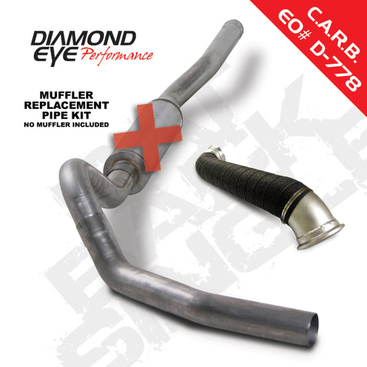 Diamond Eye Performance Catback exhaust for 2006-2007 Chevy/GMC Duramax 6.6L diesel, showing the stainless steel system with muffler.