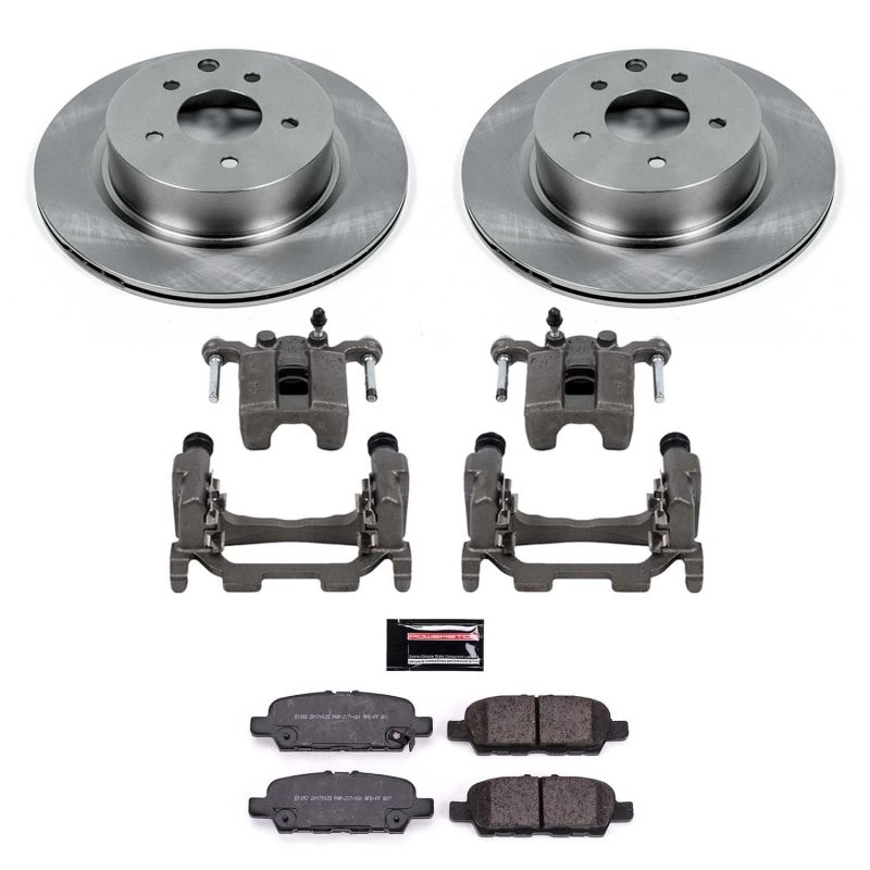 PowerStop rear brake kit with calipers for Nissan 370Z 2018-2019, includes OE-style brakes and hardware.