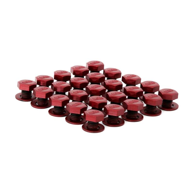 Method Wheels Lip Bolt in matte red for street use, part of the wheel bolt kit, shown on a vehicle wheel.