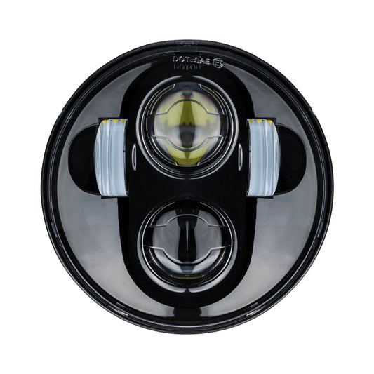 Oracle 5.75-inch 40W black LED headlight for vehicles, showcasing the sleek, durable design and bright illumination.