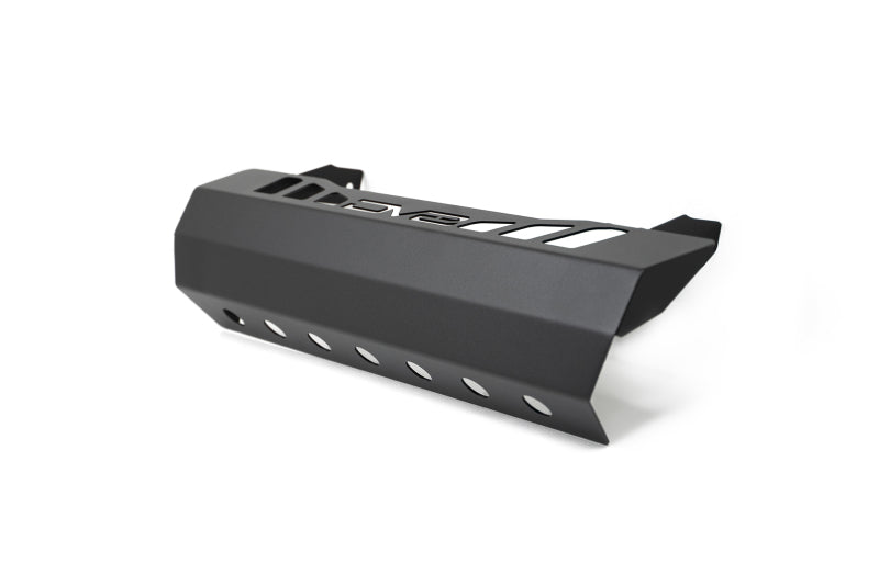DV8 Offroad Jeep Wrangler JL/JT front bumper sway-bar disconnect motor skid plate, durable black metal protection for off-road use