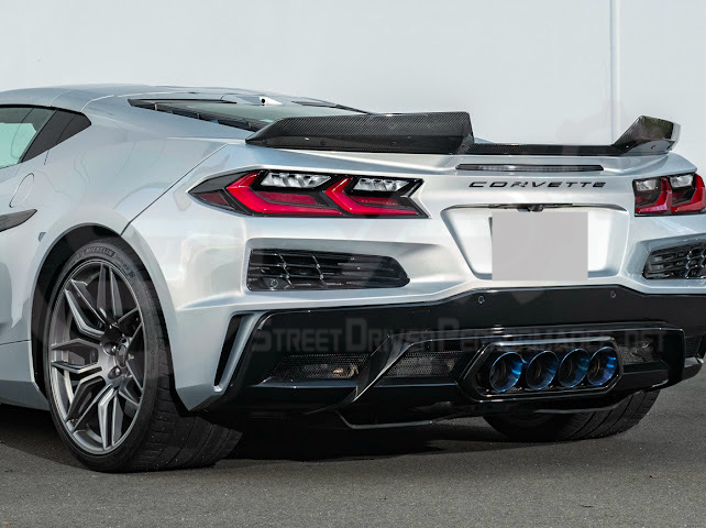 2023-Up CORVETTE C8 Z06 / E-RAY / ZR1 | Z06 FACTORY STYLE CARBON FIBER REAR SPOILER WING WITH 1.5 INCH EXTENDED WICKERBILL WINGLETS