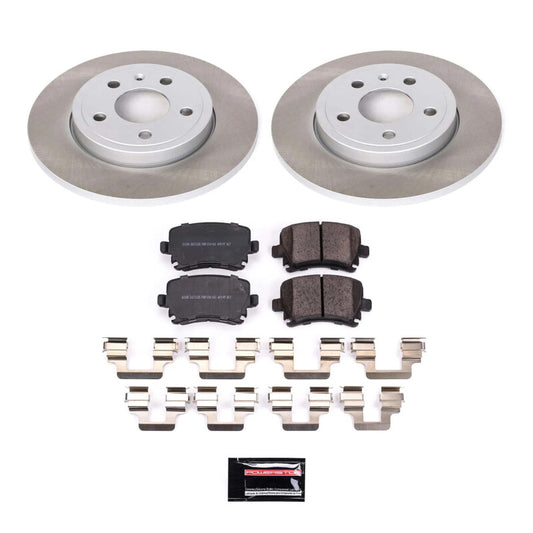PowerStop rear semi-coated brake rotor kit for 2005-2009 Audi A4 Quattro, performance brake kit with blank rotors
