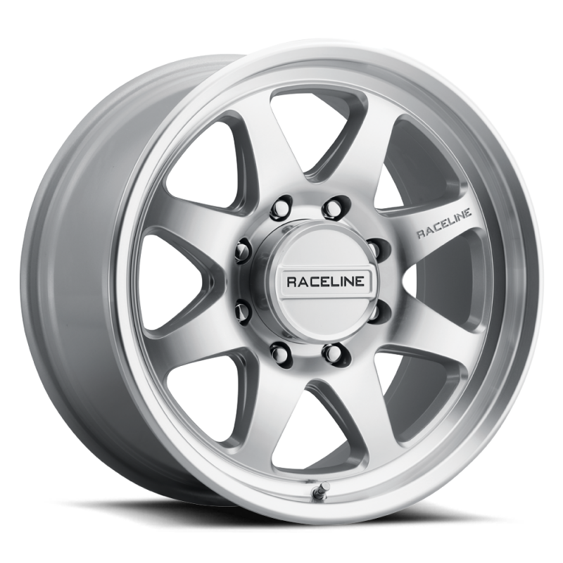 Forged Raceline 962MC Maverick 18x9-inch wheels with machined finish, 8x165.1 bolt pattern, 18mm offset, and 130.81mm bore.