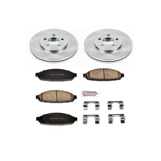 PowerStop OE brake kit for 2003-2011 Ford Crown Victoria front brake system with rotors and calipers.