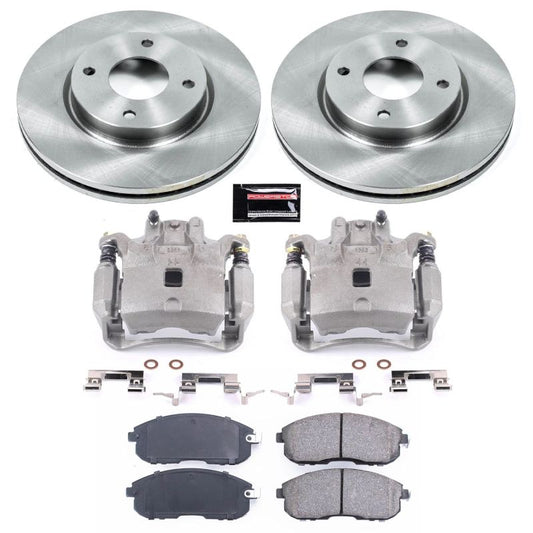 PowerStop OE brake kit for Nissan Versa 2007-2012, including front calipers and brake components.