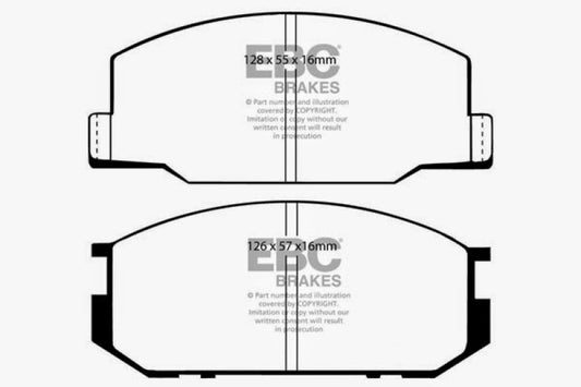 EBC Ultimax front brake pads for Toyota Celica 2.0L 1982-1985, OE-style brake pads with metal backing and friction material