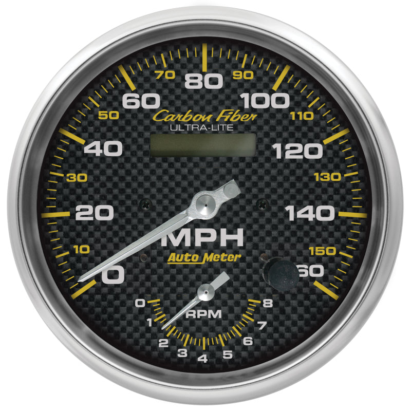 AutoMeter 160mph & 8k RPM Electric Program 5in. Carbon Fiber Gauge Tach/Speedo