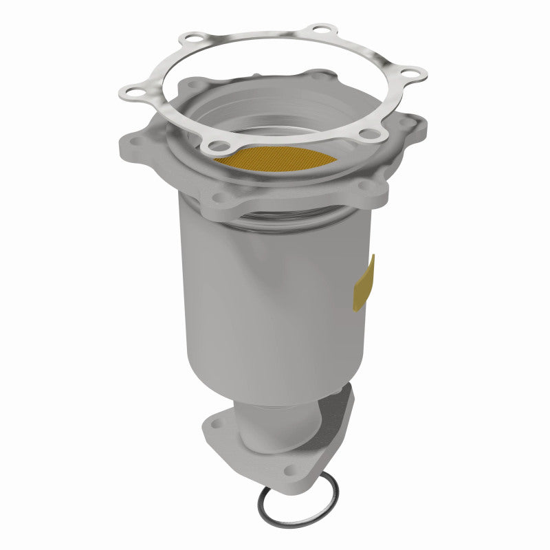 MagnaFlow catalytic converter for 1997 Infiniti QX4 3.3L, direct fit engine exhaust component with metallic finish and mounting flanges.
