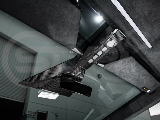 2024-Up Tesla Cybertruck | Interior DRY Carbon Fiber Rear View Mirror Upper Trim Cover