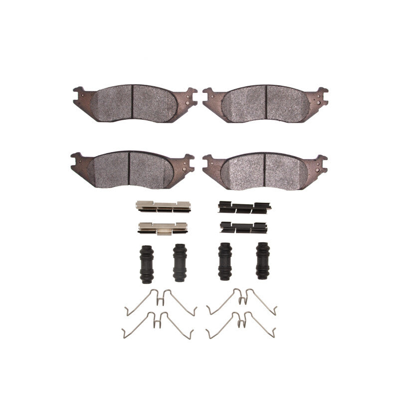 R1 Concepts Ford E-150 front ceramic brake pads and hardware kit, OE quality, with brake pad set and mounting hardware.