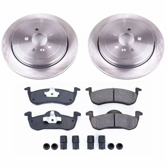 PowerStop OE rear brake kit for 2013-2018 Lincoln MKT, includes brake calipers, rotors, and hardware for vehicle safety.