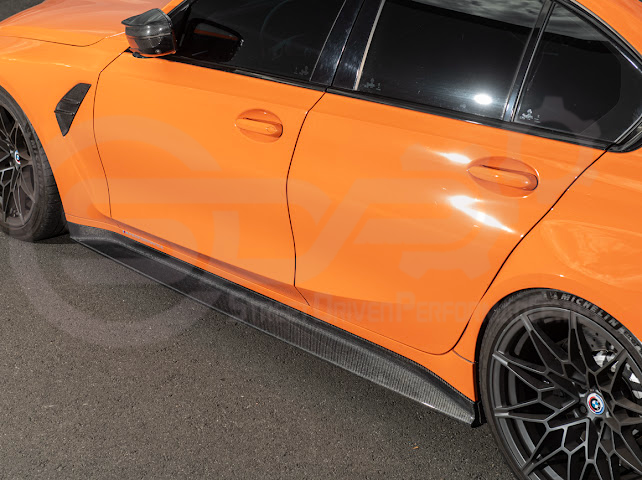 2021-UP BMW G80 M3 SEDAN | 3D STYLE CARBON FIBER ADD-ON SIDE SKIRTS ROCKER PANEL EXTENSION GROUND EFFECTS