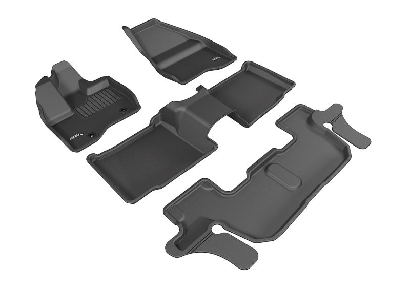 3D MAXpider rubber floor mats for 2011-2014 Ford Explorer, including 2nd row center console Kagu black full set.