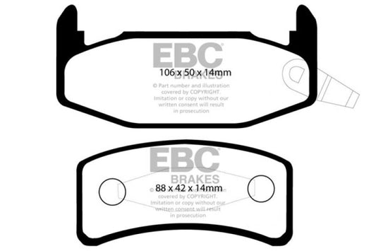 EBC Ultimax2 rear brake pads for Buick Regal 2.8, OE quality brake pads with installation hardware, shown in the image.