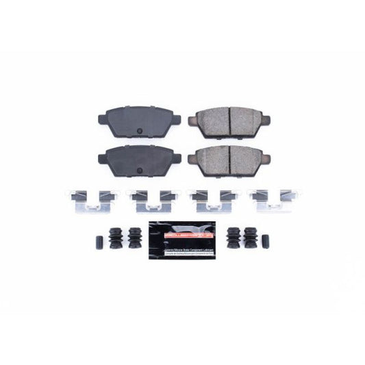 PowerStop Z23 Evolution Sport rear brake pads for Ford Fusion 2006-2012 with hardware, designed for high-performance braking.