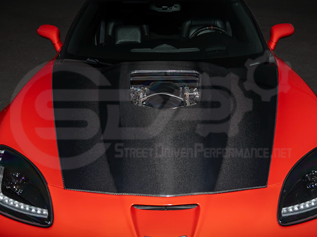 2005-2013 Chevrolet Corvette C6 | ZR1 Style Carbon Fiber Front Hood w/ Clear Window Insert