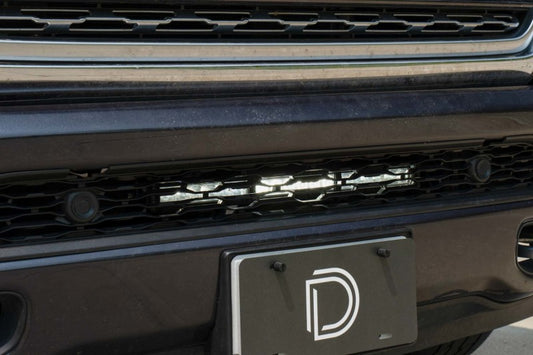 Diode Dynamics SS18 Stealth Bracket Kit for 2019-Present Ram light mounts installed on vehicle, showcasing sleek mounting brackets.