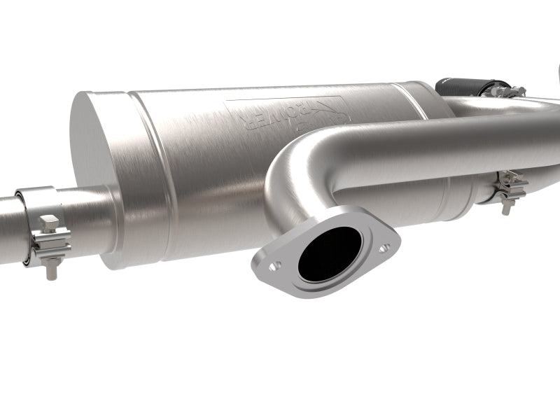 aFe Mazda CX-50 Takeda 2.5-inch stainless steel axle-back exhaust system with black tips installed on a vehicle.