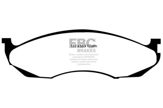EBC Ultimax2 front brake pads for Jeep Cherokee 2.5 4WD 1990-1991, OE style, high-performance automotive brake component