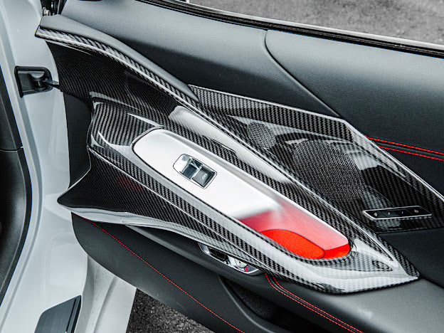 2020+ CHEVROLET CORVETTE C8 CARBON FIBER WINDOW SWITCH TRIM & PILLAR PANEL REPLACEMENT