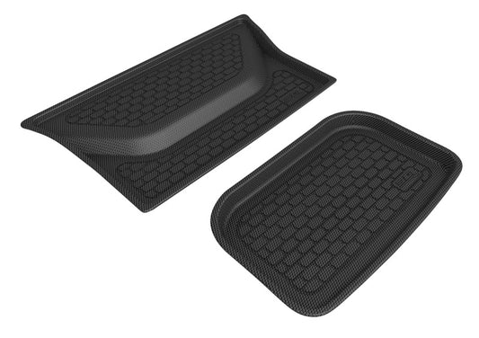 Black 3D MAXpider Tesla Model Y Kagu cargo liner rubber floor mat for 2020-2020, designed to protect the vehicle's cargo area.