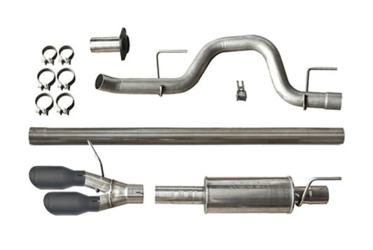 Roush black tip cat back exhaust system for Ford F-150 Raptor 6.2L, side exit design, high-performance truck exhaust system