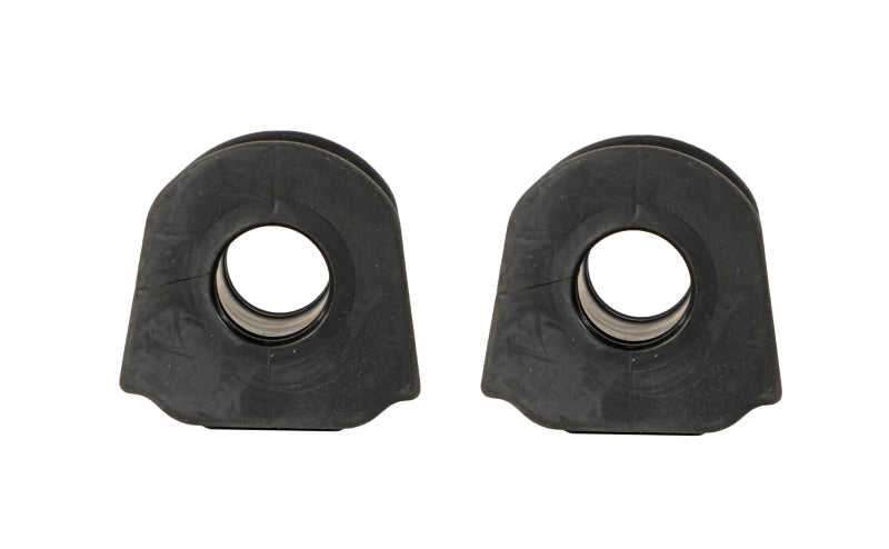 Moog Subaru Legacy front to frame sway bar stabilizer bar bushing kit, showing black rubber bushings and metal mounting components.
