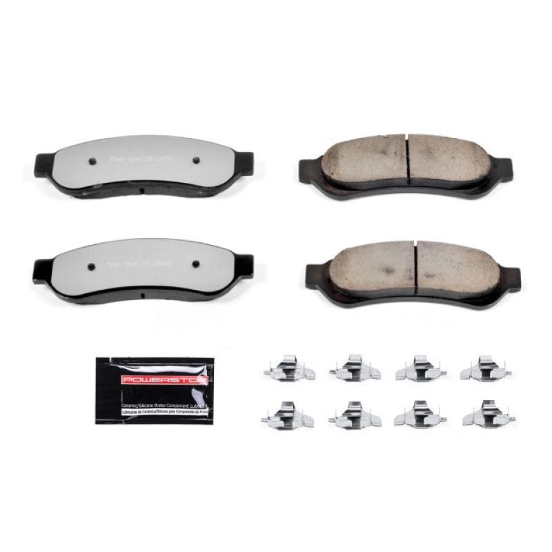 PowerStop rear Z36 performance brake pads with hardware for Ford F-250 Super Duty 2007-2010 truck and tow applications.