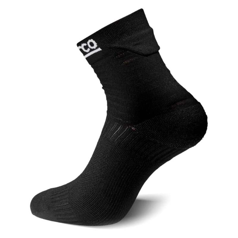 Black and blue Sparco Hyperspeed socks in size 44-45, made for comfortable racing footwear.