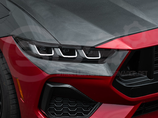 2024-Up Ford Mustang GT | Carbon Fiber Overlay Headlight Eyebrow Trim Cover Pair
