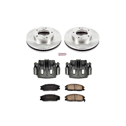 PowerStop OE front brake calipers kit with autospecialty calipers for 2003-2006 Kia Sorento, showing installed calipers and brake components.