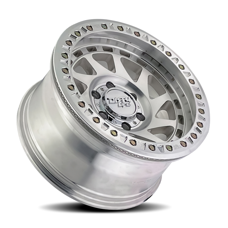 Dirty Life Enigma Race 17x9 cast wheel with 5x127 bolt pattern, -12mm offset, 78.1mm hub, machined finish.