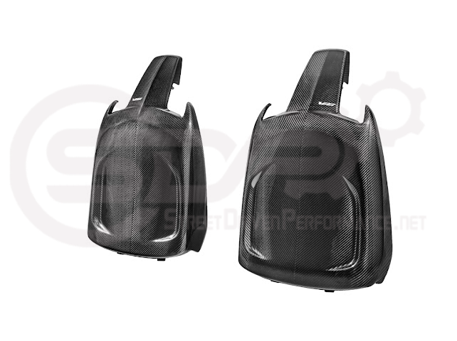 Pair of carbon fiber seat back panel replacements for Cadillac CT5-V and Blackwing, interior dash and trim from Street Driven Performance.