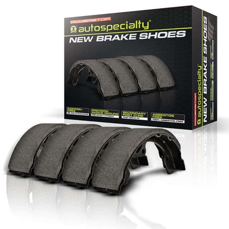PowerStop rear brake shoes for Chevrolet Nova 1985-1988, Autospecialty line, showing the brake shoe components and friction surfaces.