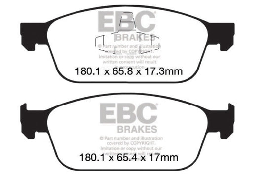 EBC 12+ Ford Focus 2.0 Turbo ST Redstuff front brake pads for enhanced performance and stopping power.