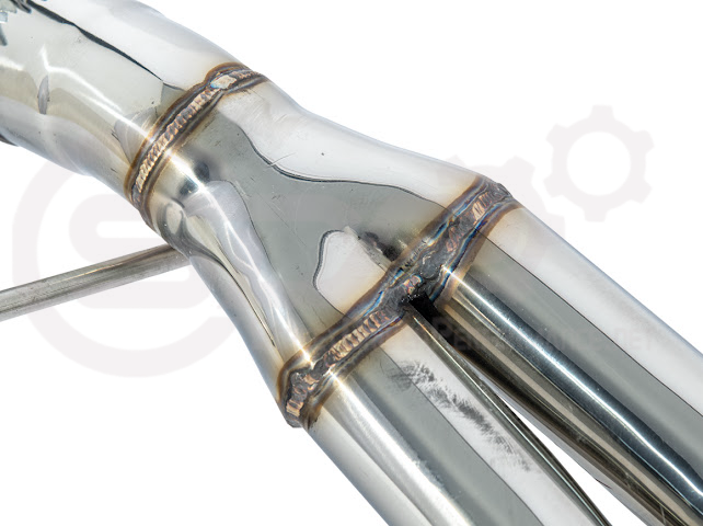 Hyundai Veloster Turbo exhaust axle back with dual 4-inch muffler delete tips, available in burnt or chrome finish, by Street Driven Performance.