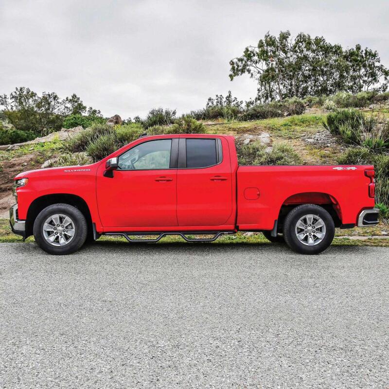 Westin Outlaw Drop Nerf Bars in Tex Black on a Chevy Silverado or GMC Sierra Double Cab pickup truck