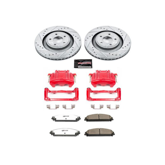 PowerStop Z26 Street Warrior front brake kit with calipers for Dodge Caliber 2008-2009, performance brake replacement.