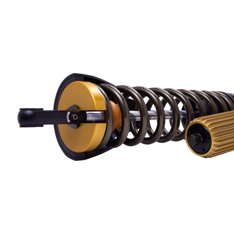 Bilstein coilovers with black shock absorber and coil spring for Can-Am Maverick X3 Max RS Turbo side-by-side vehicle.